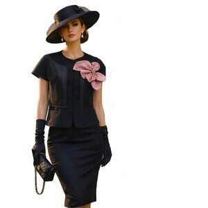 VNTG Tailored Statement Fashion Short Cap Sleeves Cropped Black Jacket Sz 10